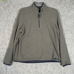 Vintage LL Bean Quarter Zip Gray Fleece‎ Sweater Mens Large Pullover Outdoor